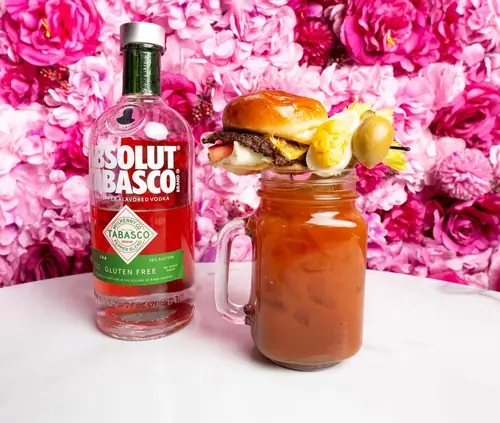 Loaded Bloody Mary topped with a slider