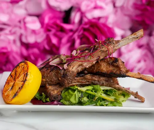 Grilled lamb chops with charred lemon